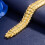 men bracelet wide flower pattern engraved chain link golden 8