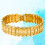 men bracelet wide flower pattern engraved chain link golden 5