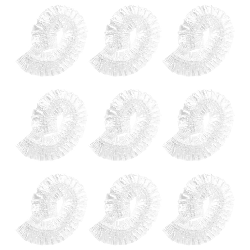Ohphcall 100Pcs Clear Waterproof Disposable Shower Hats For Salon Hotel Use