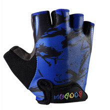 kids outdoor half finger gloves non-slip breathable shockproof blue totem