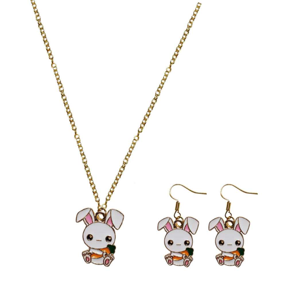 Photos - Other Jewellery 3pcs easter bunny necklace earrings set for birthday gifts