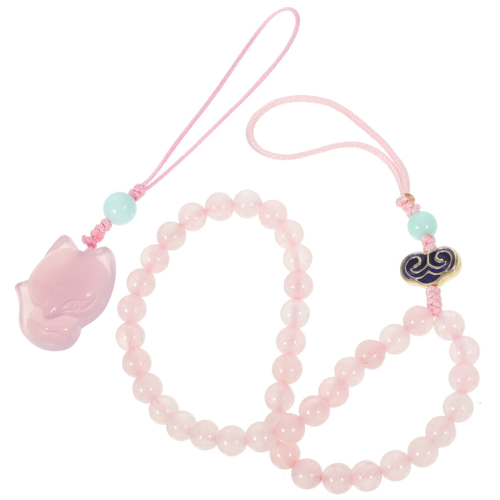 Crystal Beaded Phone Chain Lanyard With Pendant Chinese Style Pink 3301836394378
