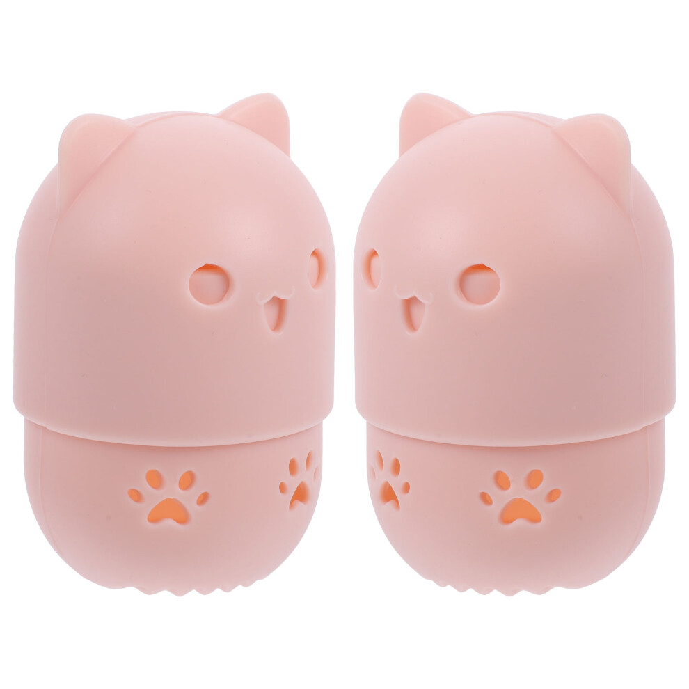 Ohphcall Cat Shape Cosmetic Egg Storage Box For Sponge And Powder Puff, 2 Pcs
