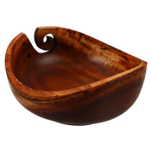 wooden yarn bowl for crochet and knitting storage holder