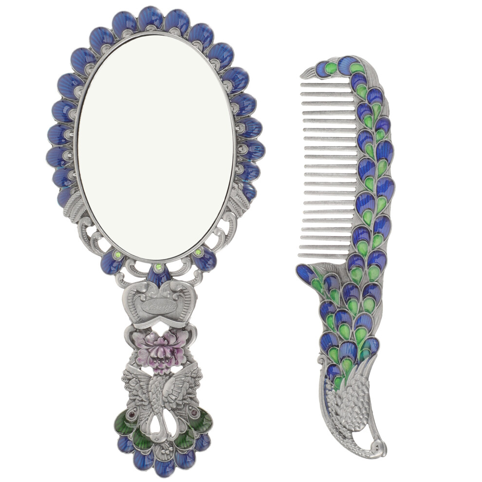 Vaguelly 1 Set Vintage Style Compact Hand Mirror And Makeup Comb