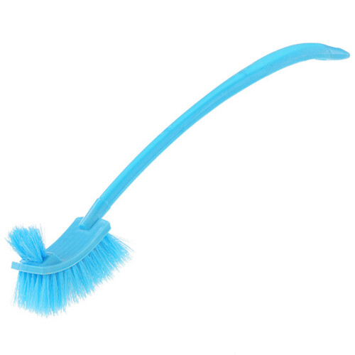 Toilet Brush Plastic Long Handle Double Sided Cleaning Tool Blue 1