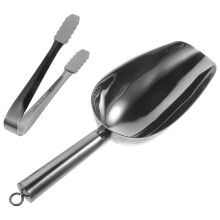 portable ice set with tongs and scoop, stainless steel