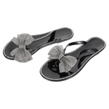 1 pair adult bowknot flip-flops with rhinestones for summer