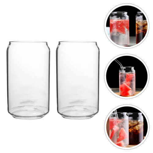 2 pcs glass beer cup ring-pull can shaped heat-resistant for home 2