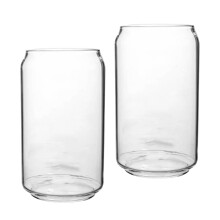 2 pcs glass beer cup ring-pull can shaped heat-resistant for home