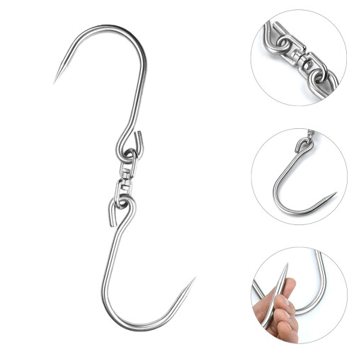 rotatable stainless steel hook for pork bacon ham 2