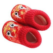 1 pair winter shoes for kids, warm embroidered casual footwear