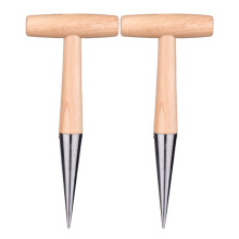 2pcs wooden hand dibbers for garden planting and soil digging
