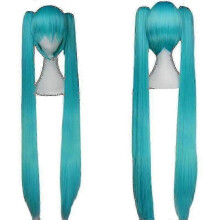 (Green Wig, XXL) Vocaloid Miku Cosplay Wig Costume Japan Midi Dress Beginner Future Miku Cosplay Female Halloween Women's Girl's Cloth Costume