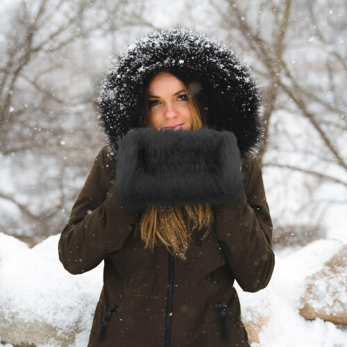 Zwarte Polyester Hand Warmer Muff Voor Buiten in Winter 1