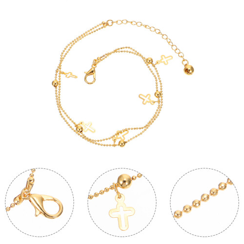 double layer durable ankle chain for girls golden 1