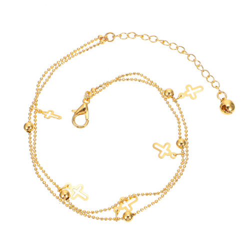 double layer durable ankle chain for girls golden