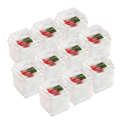 20pcs transparent square mousse cups with lid for desserts