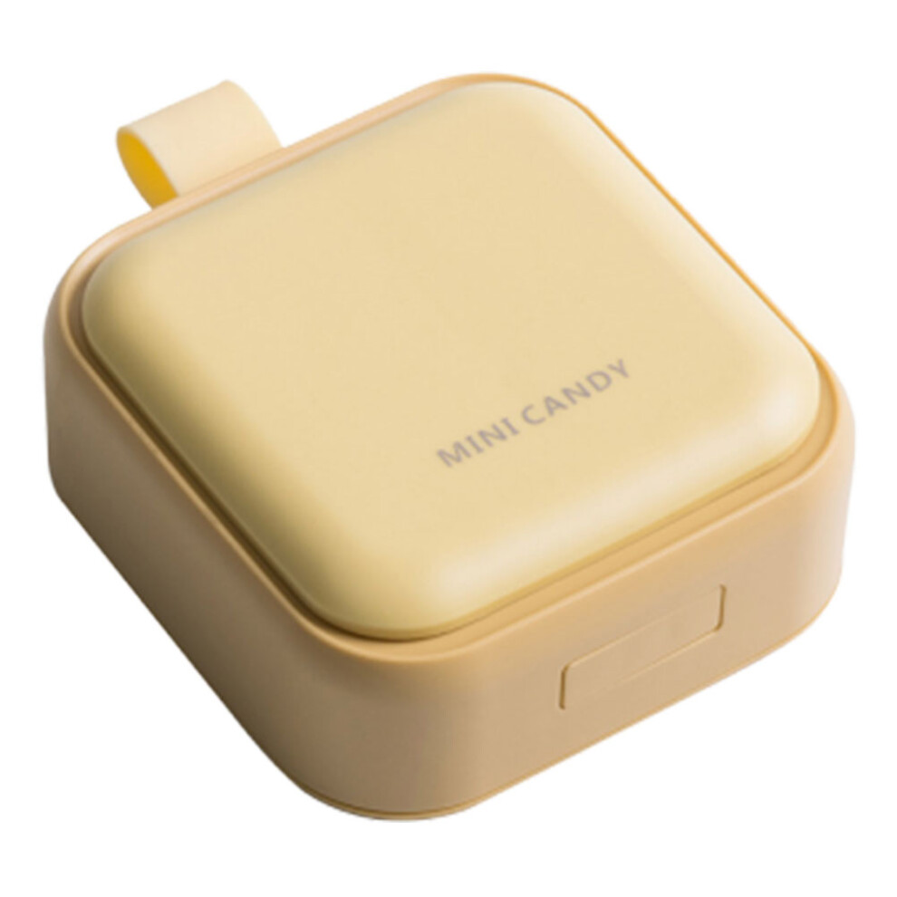Totority Square Pill Box Lattice Case Mini Portable Holder Yellow