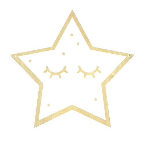 acrylic wall mirror with wooden frame in five-pointed star shape