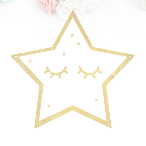 acrylic wall mirror with wooden frame in five-pointed star shape 2