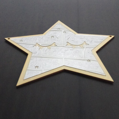 acrylic wall mirror with wooden frame in five-pointed star shape 1