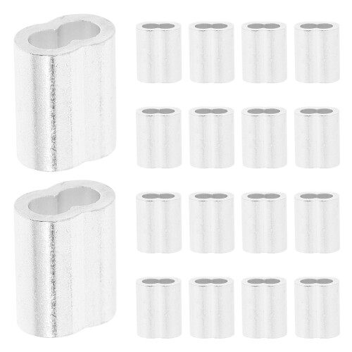 120Pcs Wire Aluminum Crimping Loop Sleeves Silver Cable Rope Clamps
