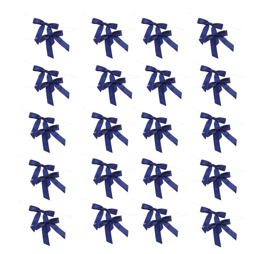 100Pcs Navy Polyester Bowknot Ribbons for Gift Wrapping and Crafts