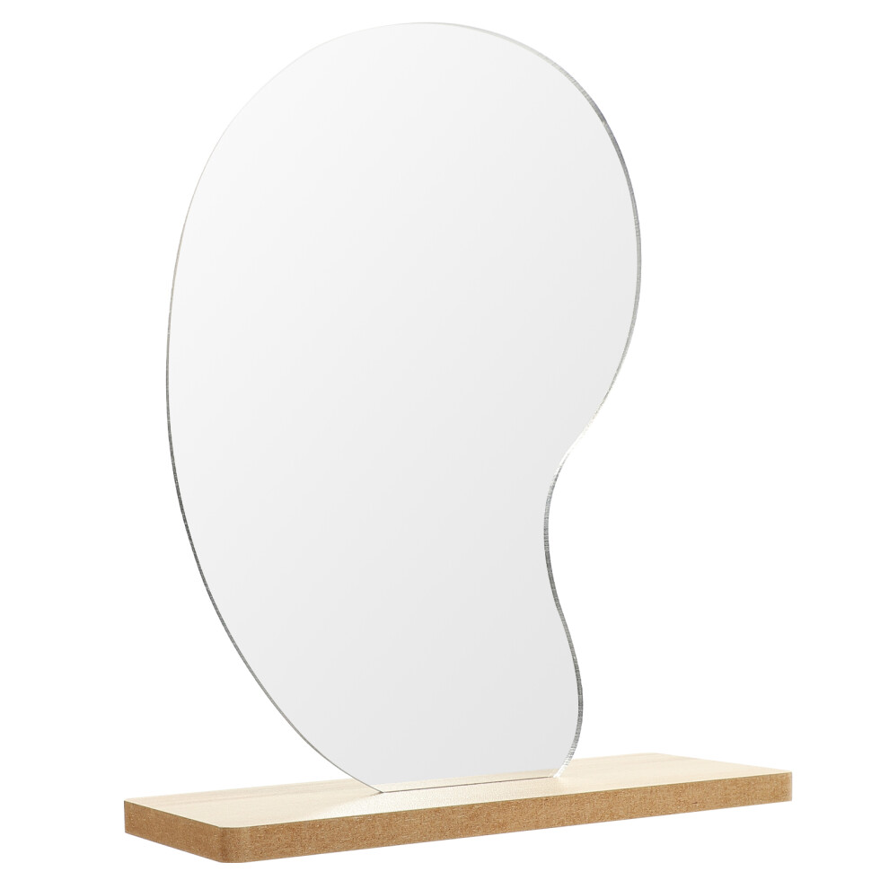 Villcase Aesthetic Acrylic Makeup Mirror With Wooden Stand For Desk Decor