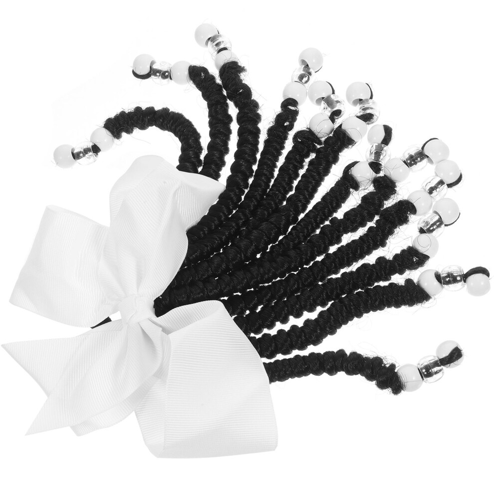Ohphcall Unisex Colored Beaded Bowknot Braided Hair Extension Ponytail