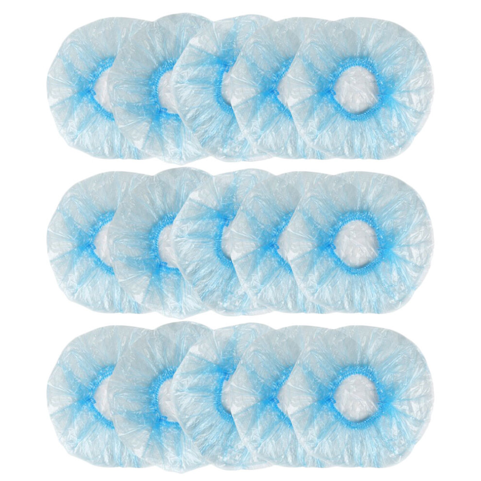 Ohphcall Blue 200Pcs Clear Waterproof Disposable Shower Hats With Elastic (Blue)