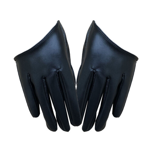 1 pair black pu women's half finger gloves for dance performance