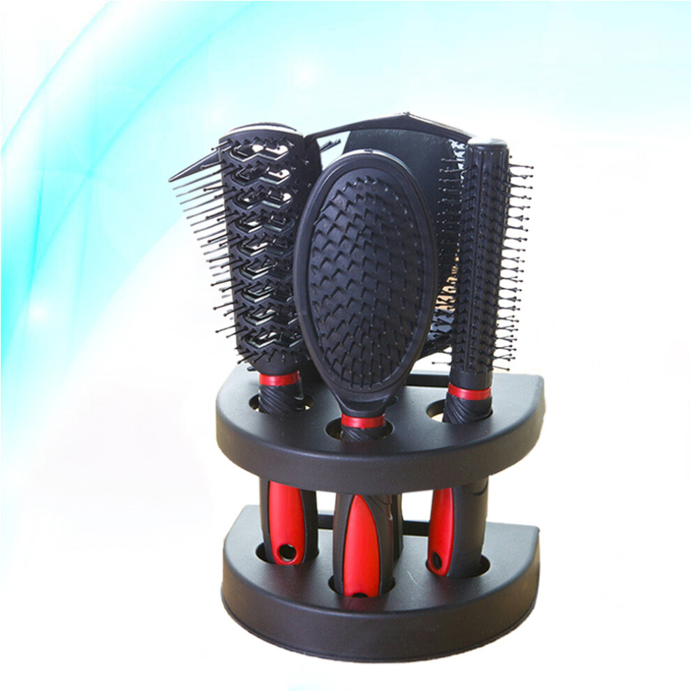 Ohphcall Unisex Red 5Pcs Hair Comb And Mirror Kit, Anti-Static Brush For Styling (Red)