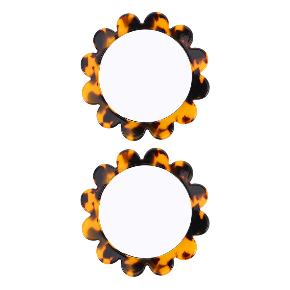 Happyyami 2 Pcs Vintage Flower-Shaped Handheld Makeup Mirror For Travel
