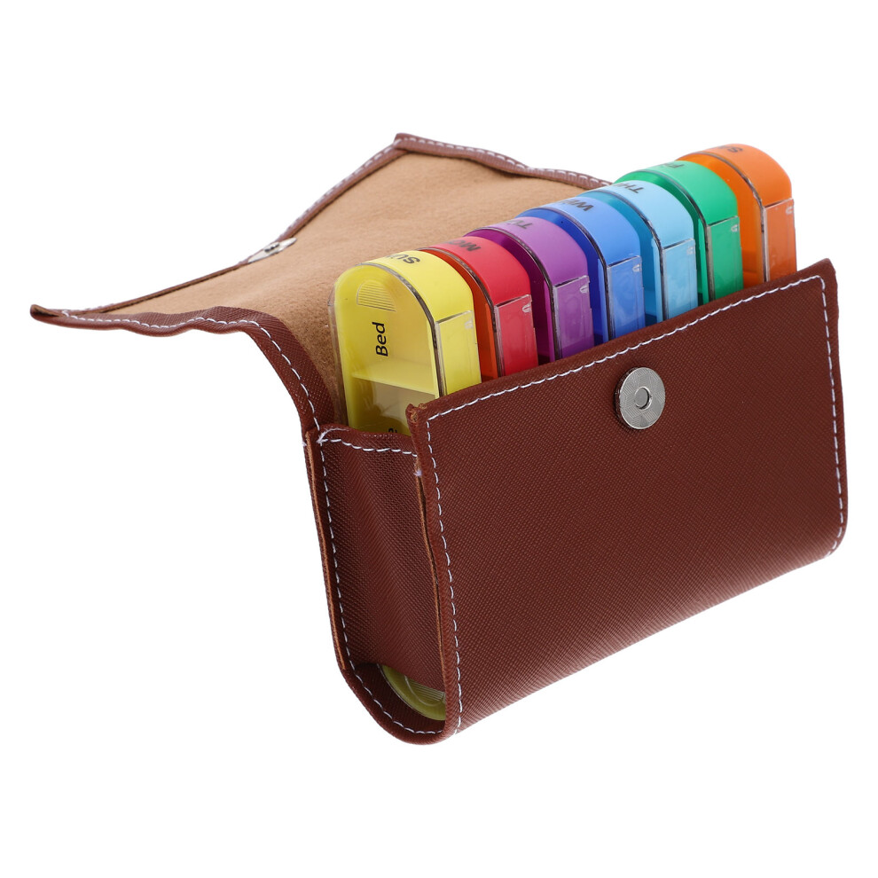 Happyyami Medicine Dispenser Weekly Pill Box Travel Case With Storage Bag