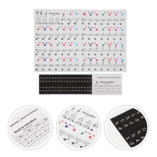 2 sheets beginner piano keyboard stickers for electronic organ 1