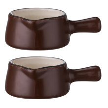 2Pcs Ceramic Seasoning Saucers Brown Traditional Style for Condiments