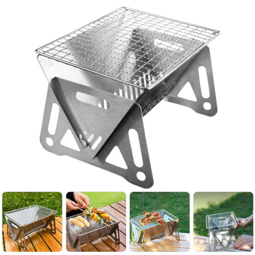 portable barbecue grill wear-resistant rack folding camping accessory 1