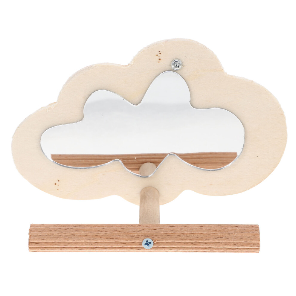 parrot wooden perch stand with mirror interactive toy for bird cages