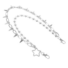 1Chaîne Accessoires Métal Argent Riveté Punk Multi-Couche Pour Jeans
