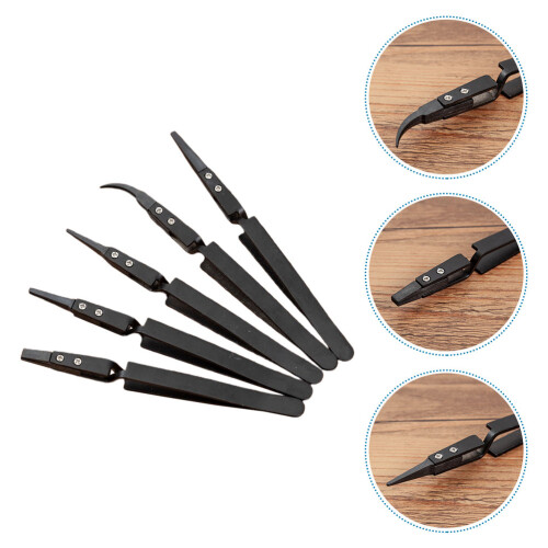 5pcs Multi-Purpose Plastic Tweezers Useful Pointed Electronic Tweezers 2