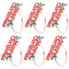 6Stk Weihnachts-Serviettenhalter Alloy Rot & Modern