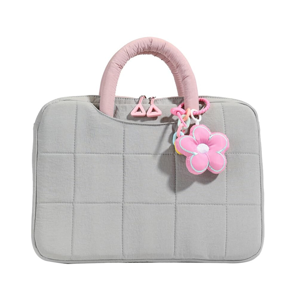 Quilted Laptop Handbag With Soft-Padded Laptop Sleeve Tablet Bag For Laptops And Tablets Contrast Color Grey 9016109105738