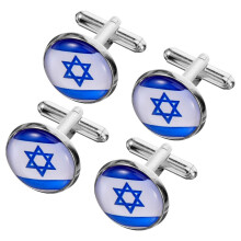 4 . ärmelmanschettenknöpfe mit israelischer flagge, hemdverschluss