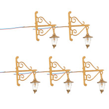 5Pcs Miniature Wall Lamp Models Golden Durable Steel ABS for Home Use