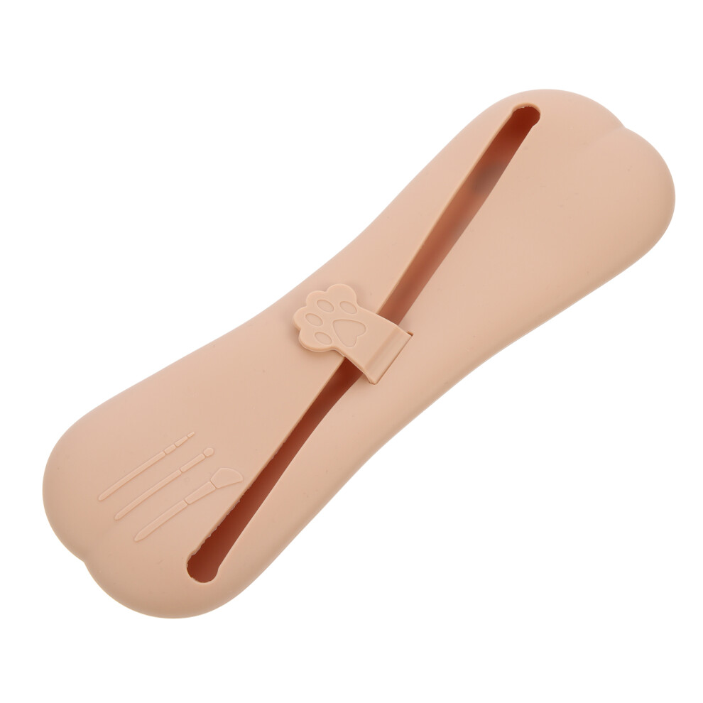 Inoomp Coffee Silicone Makeup Brush Holder Durable Travel Organizer Bag
