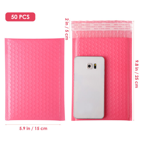 50pcs shockproof padded bubble envelopes pink 15x20cm waterproof 1
