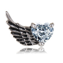 angel wing crystal stud earrings for men and women white