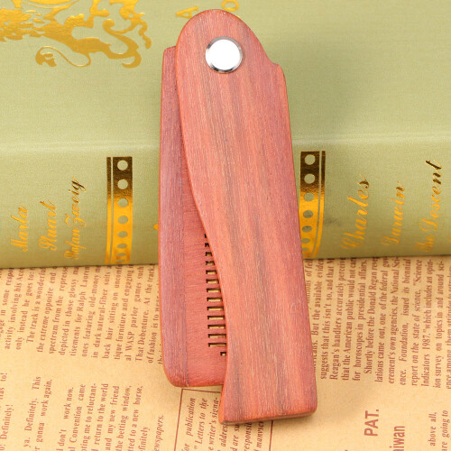 wooden anti-static foldable comb for hair beard bangs pocket 2