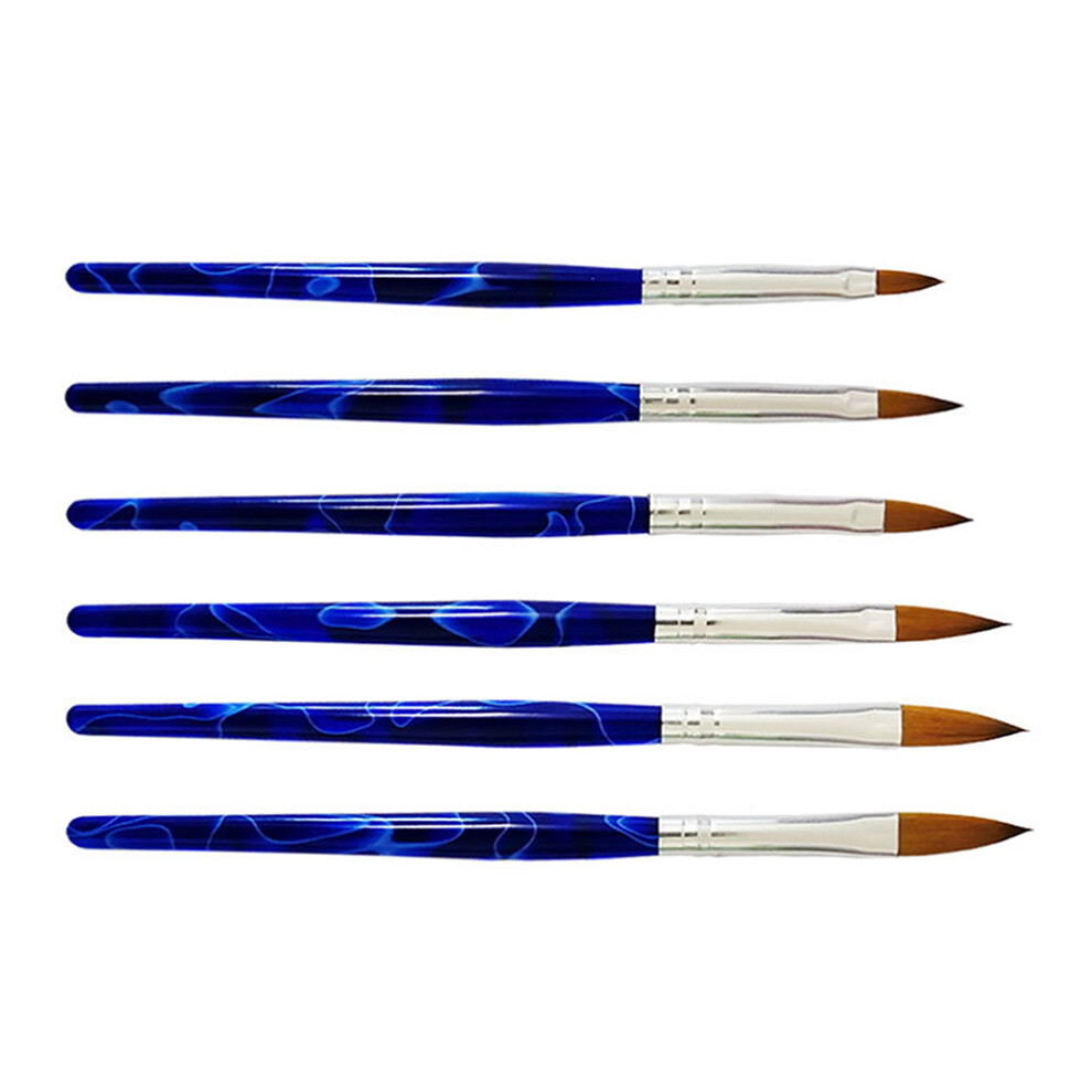 Artibetter Blue 6Pcs Nail Gel Pens Aluminum Nail Drawing Brush For Home Use
